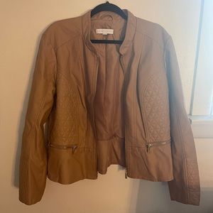 New York and Company Tan Leather Jacket Size XL
